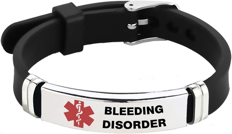 TGLS Red Medical Alert ID Bracelet for Women Men's Emergency First Aid Health Alert Laser Engraved Satinless Steel Adjustable Silicone Wristband Bracelets - Image 1